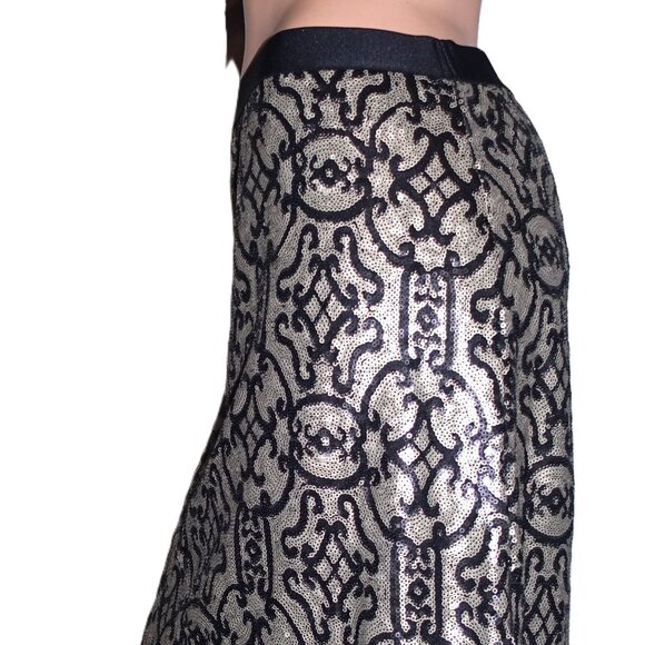 Max Studio Gold Black Sequin Skirt XS - Picture 4 of 7